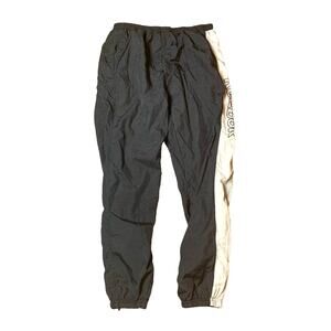 Reebok Track Pants Men Sz Large Black White Zipper Ankle Athletic String Missing